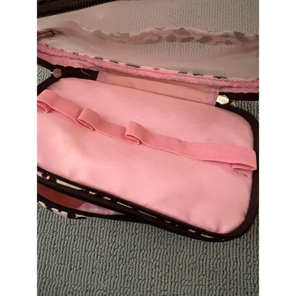 MODELLA MAKEUP Bag Pink Black White Leopard Print - Picture 3 of 4
